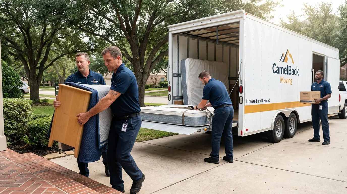Crew loading residential truck for cross-state move from Mullens, WV